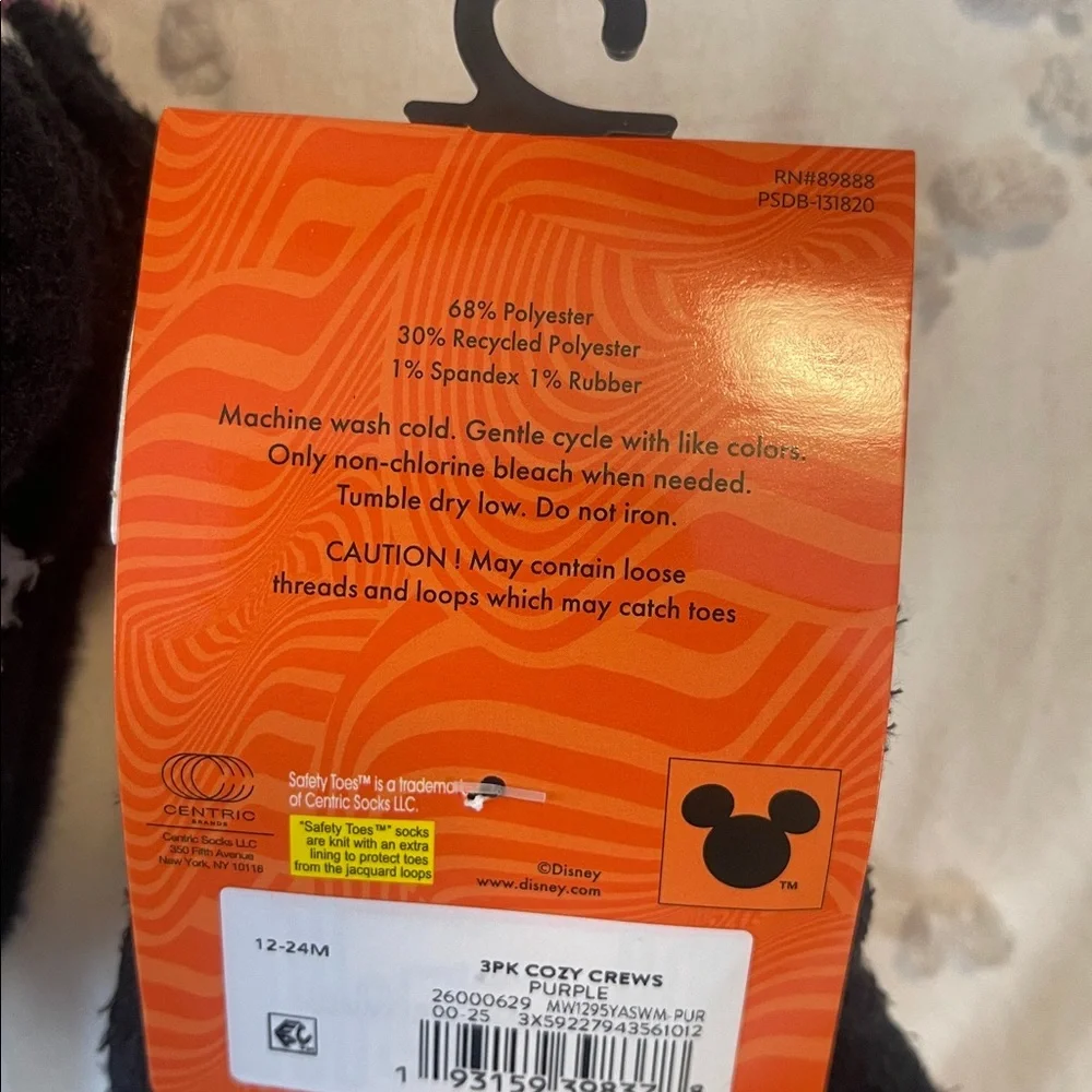 Disney Glow-in-the-Dark Socks - Bluey and Minnie mouse Black Purple nwt 6 pairs